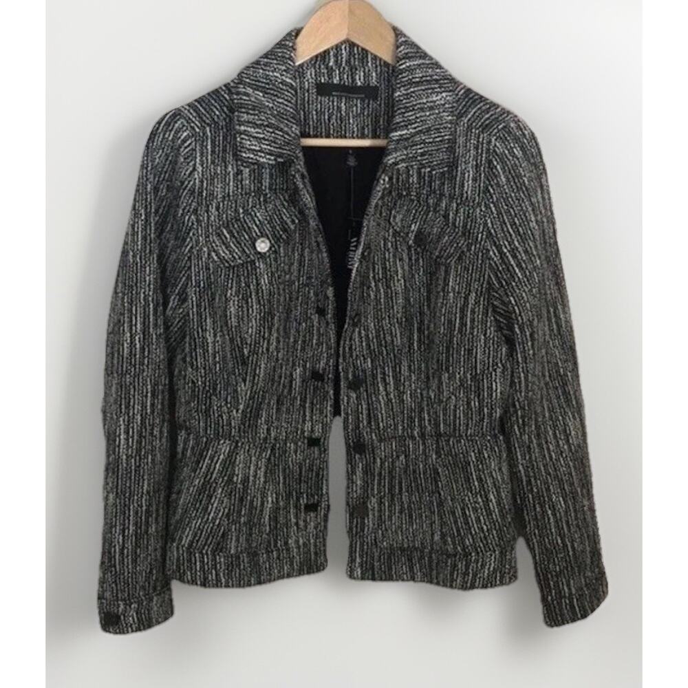 White House Black Market WHBM Womens M 8 10 Boucle Trucker Jacket Office NEW NWT - Picture 9 of 16